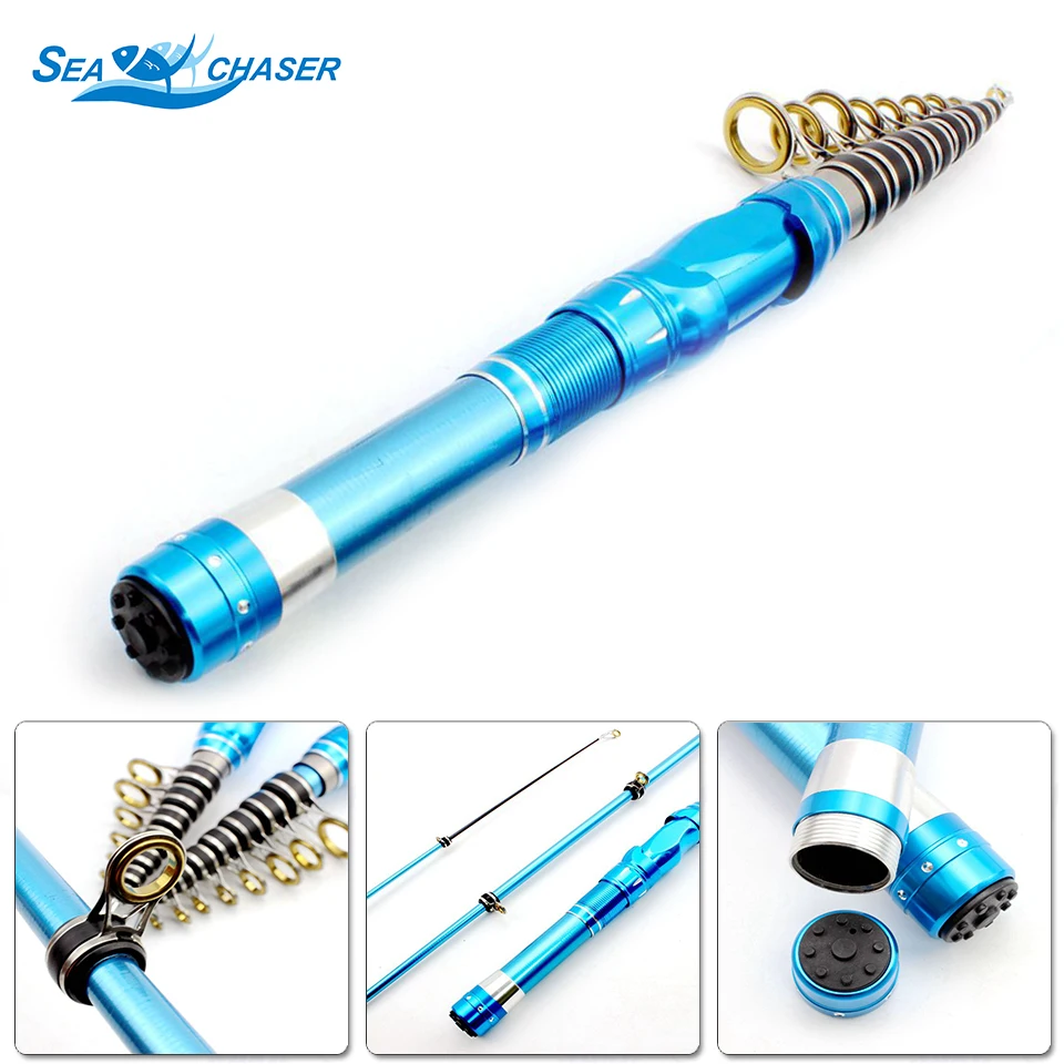

Ultra-short 1.5M 1.8M 2.1M Spinning Rod blue Carbon Fiber Telescopic Fishing Rod super hard Fishing Travel Rod