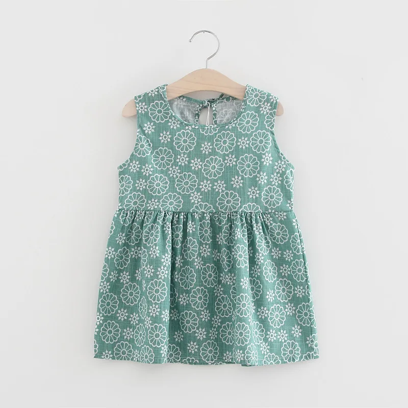 2- 7Y New Kids Summer Dresses for Girls Sleeveless Strawberry Princess Dress Off Shoulder Linen Toddler Girl | Детская одежда и