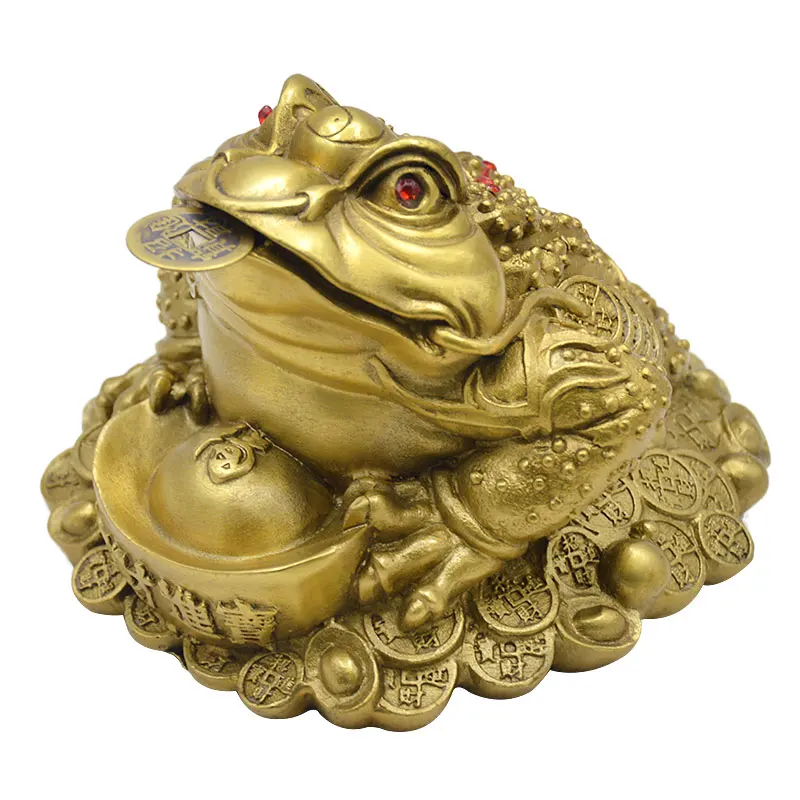 

Feng Shui Small Three Legged Money for Frog Fortune Brass ingot Toad Chinese Coin Metal Craft Home Decor Gift