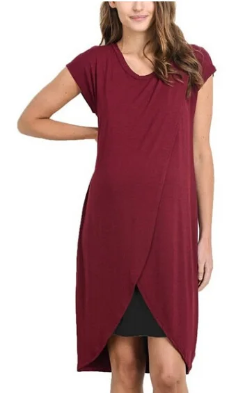 Платья для беременных однотонное платье без рукавов с круглым воротником