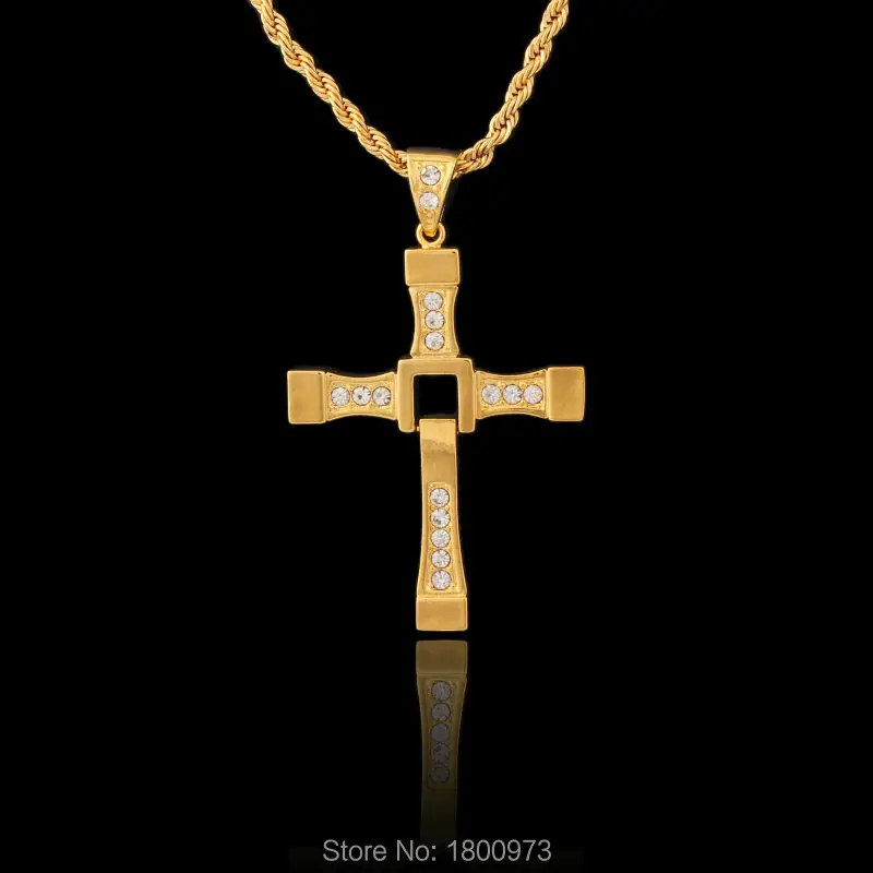 Золотой цвет ожерелья и подвески для мужчин 3D фильм Форсаж 7 Teretto VinToledo латинский