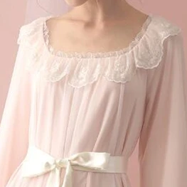 light pink Ночная рубашка, женская ночная рубашка, ночная рубашка принцессы королевы, винтажная - Цвет: light pink