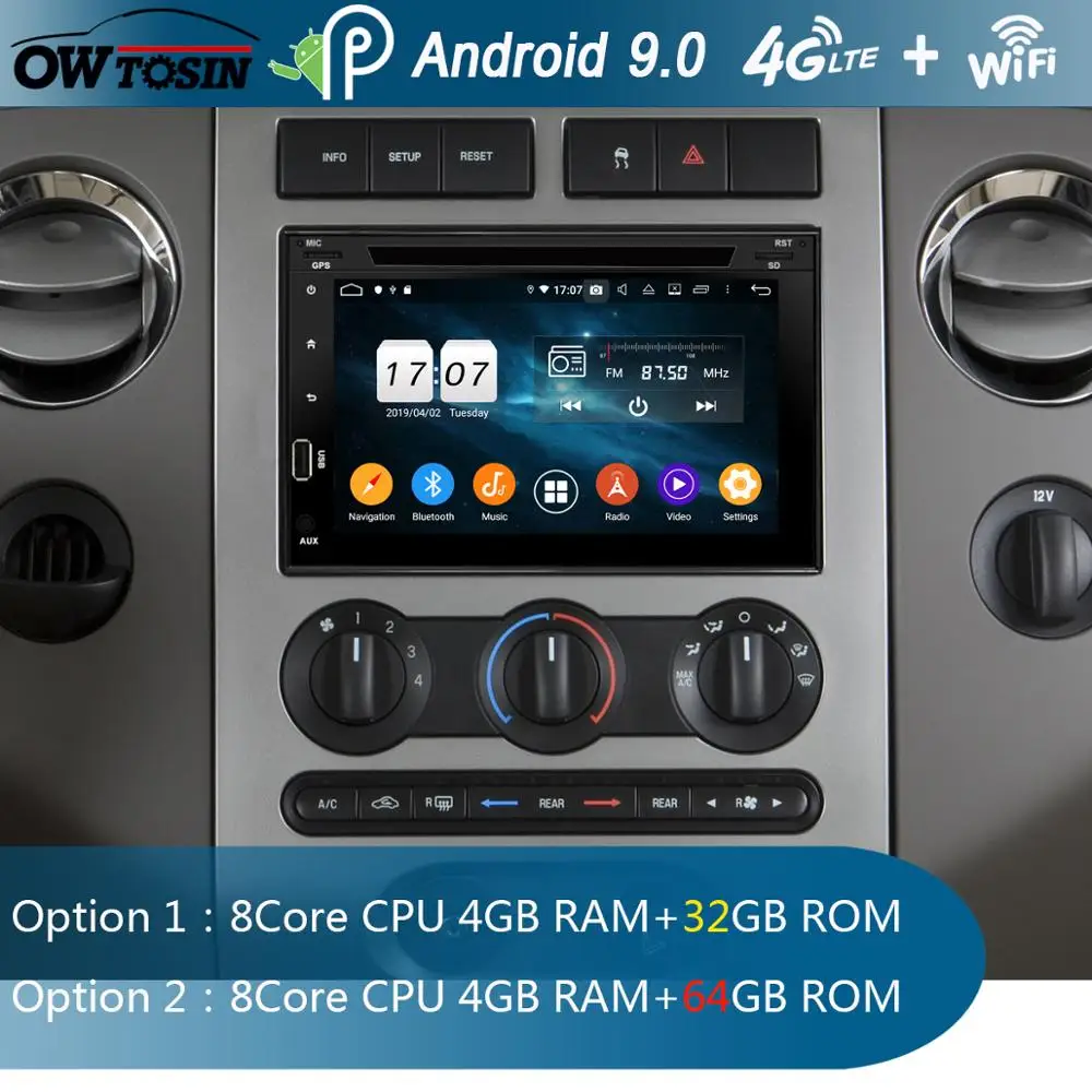 Автомобильный DVD плеер 7 дюймов IPS 1024*600 8 ядер 4 Гб + 64 ГБ Android 9 0 для Ford F150 Mustang