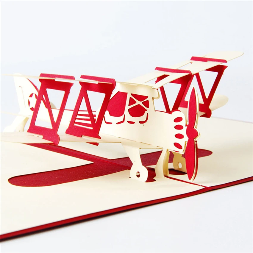 Spiritz 3D Pop Up Поздравительные открытки Почтовые самолет модель оригами для ручной