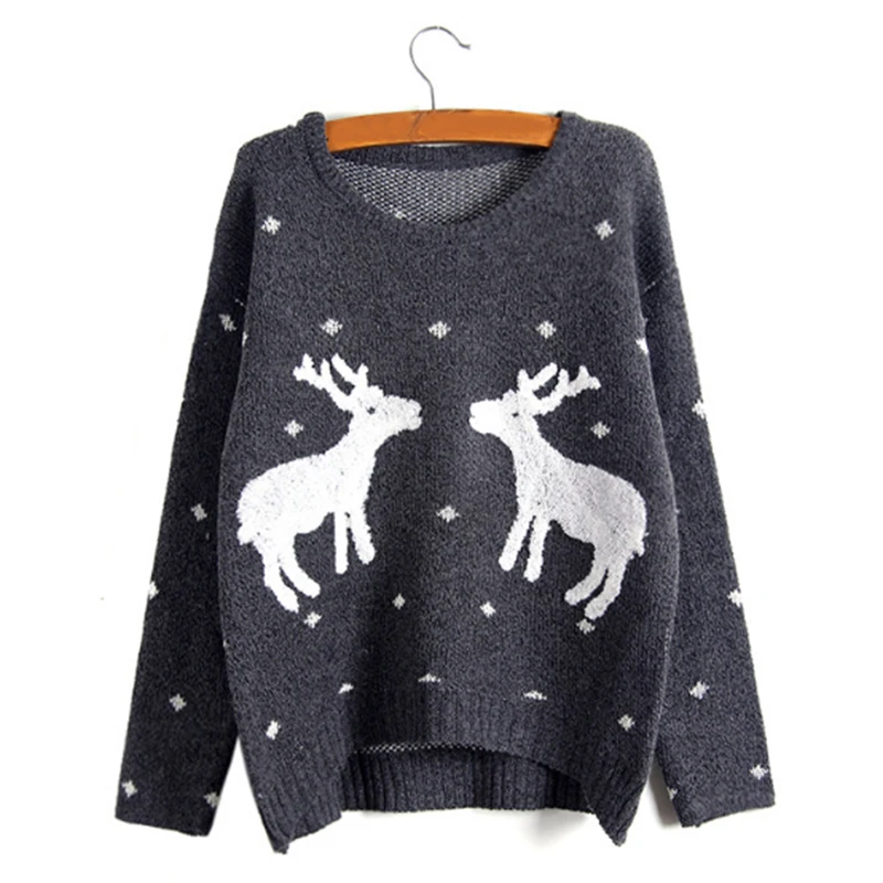 

Womens Autumn Winter Warm Deer Sweater Lady Knitted Pullover Jumper Tops Outwear