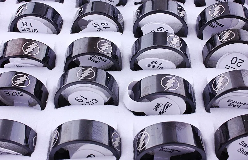 Оптовая продажа крупные партии 5 шт. 8 мм Raiden дизайн черное кольцо из нержавеющей