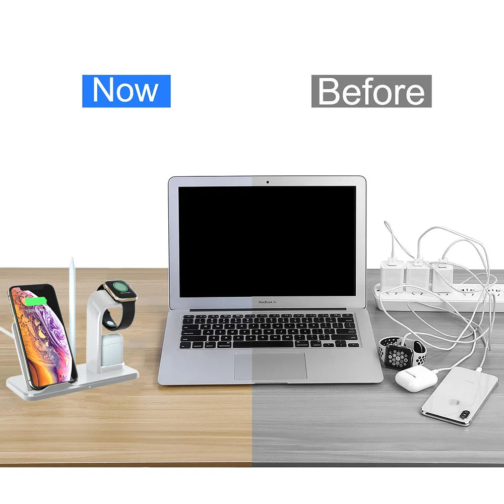 FDGAO Беспроводная зарядная подставка для iPhone AirPods Apple Watch серия зарядная док-станция быстрая Беспроводная зарядка для iPhone X XS 8