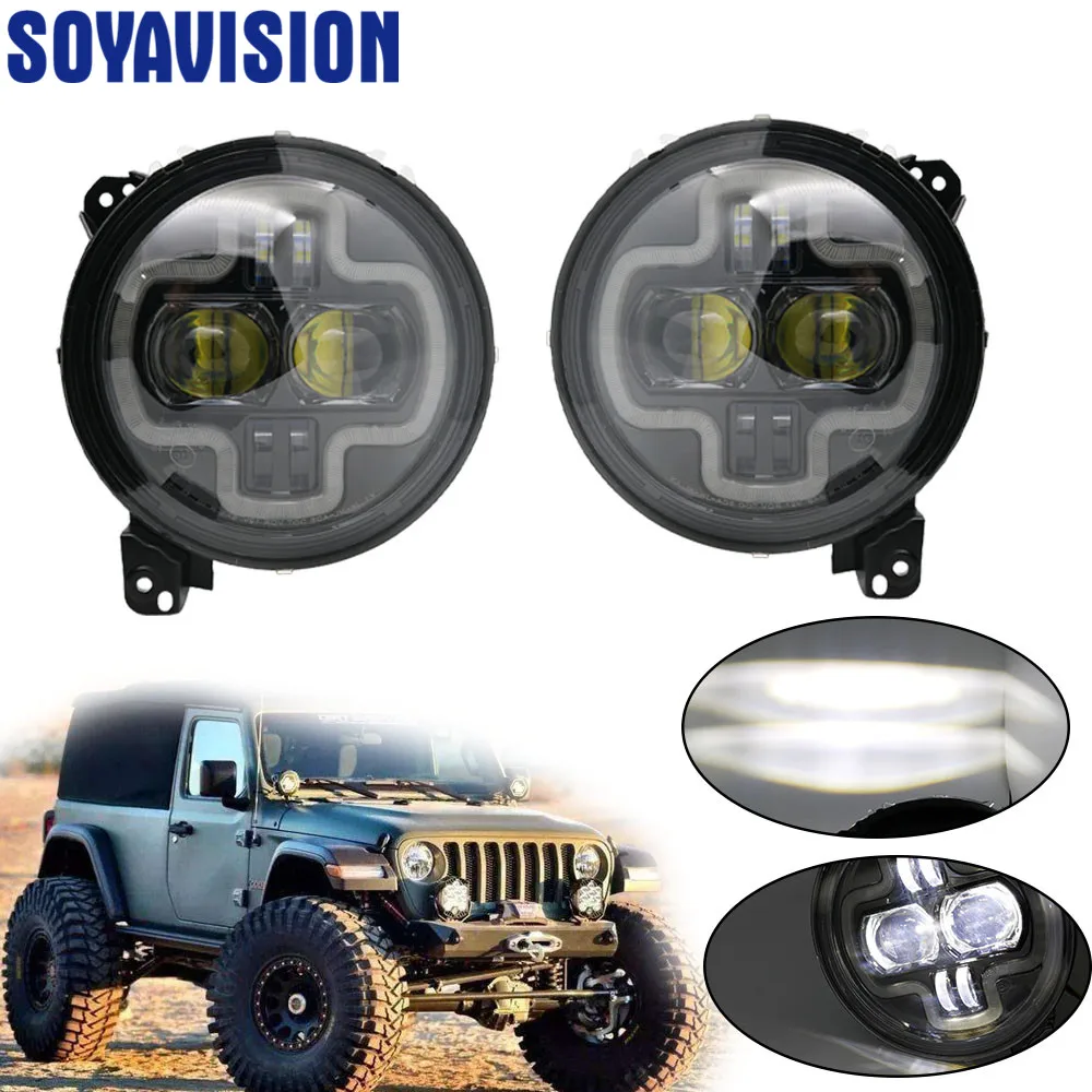 9 дюймов пара 90 Вт Wrangler JL проектор светодиодные фары Белый halo hi-low beam для Jeep 2018 2019 |