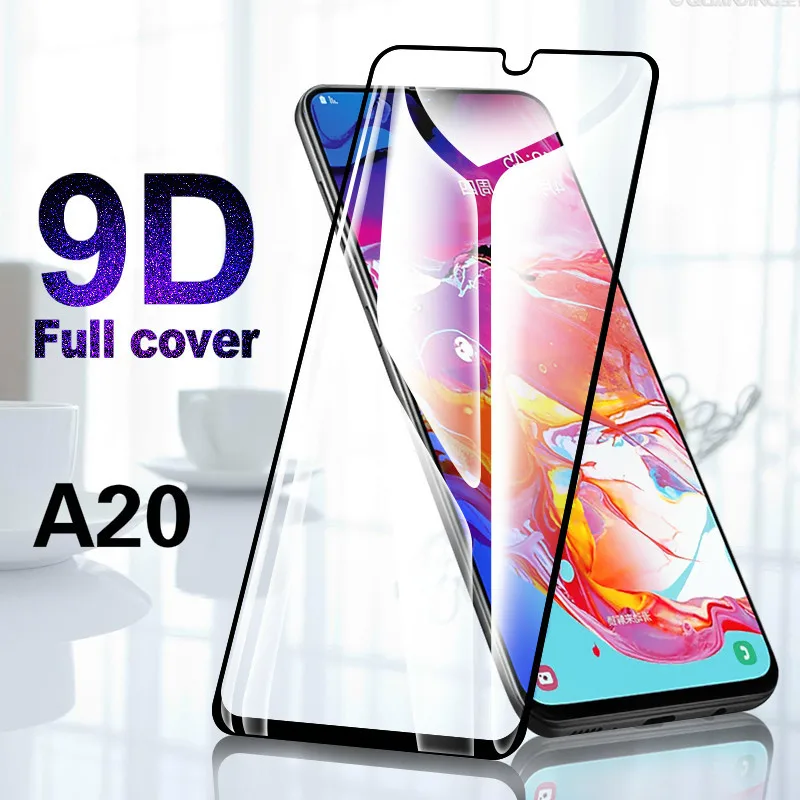 XINDIMAN стекло для samsung A20 9D Закаленное пленка Черный Полный экран протектор galaxy