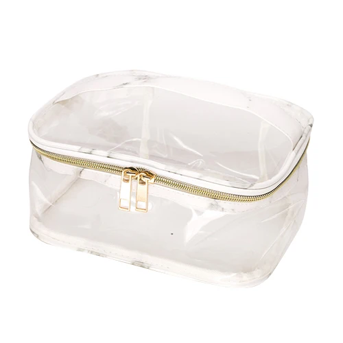 1Pcs White PVC Bag Мраморная косметичка из ПВХ, Прозрачная женская косметичка, косметичка, косметический чехол, прозрачный моющийся мешочек, органайзер для туалетных принадлежностей, аксессуары для путешествий - Цвет: 1Pcs White PVC Bag