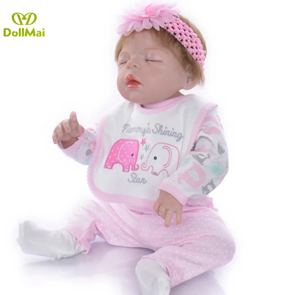 

Bebes reborn corpo de silicone baby girl doll 23" 57cm real asleep newborn babies alive doll for kids gift toys