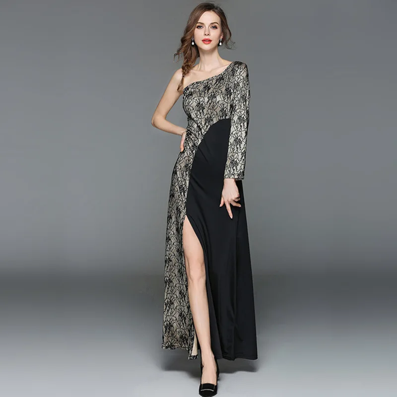 2018 Весна Лето Новое модное сексуальное женское кружевное платье с рукавом на