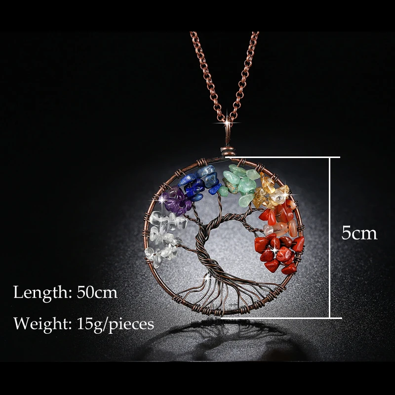 Натуральный камень Древо жизни ожерелье ручной работы из меди с украшением в