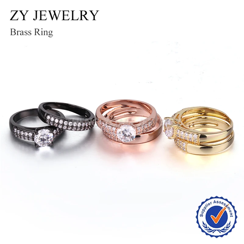 Элегантный Модный свадебный комплект золотого цвета кольцо для женщин с