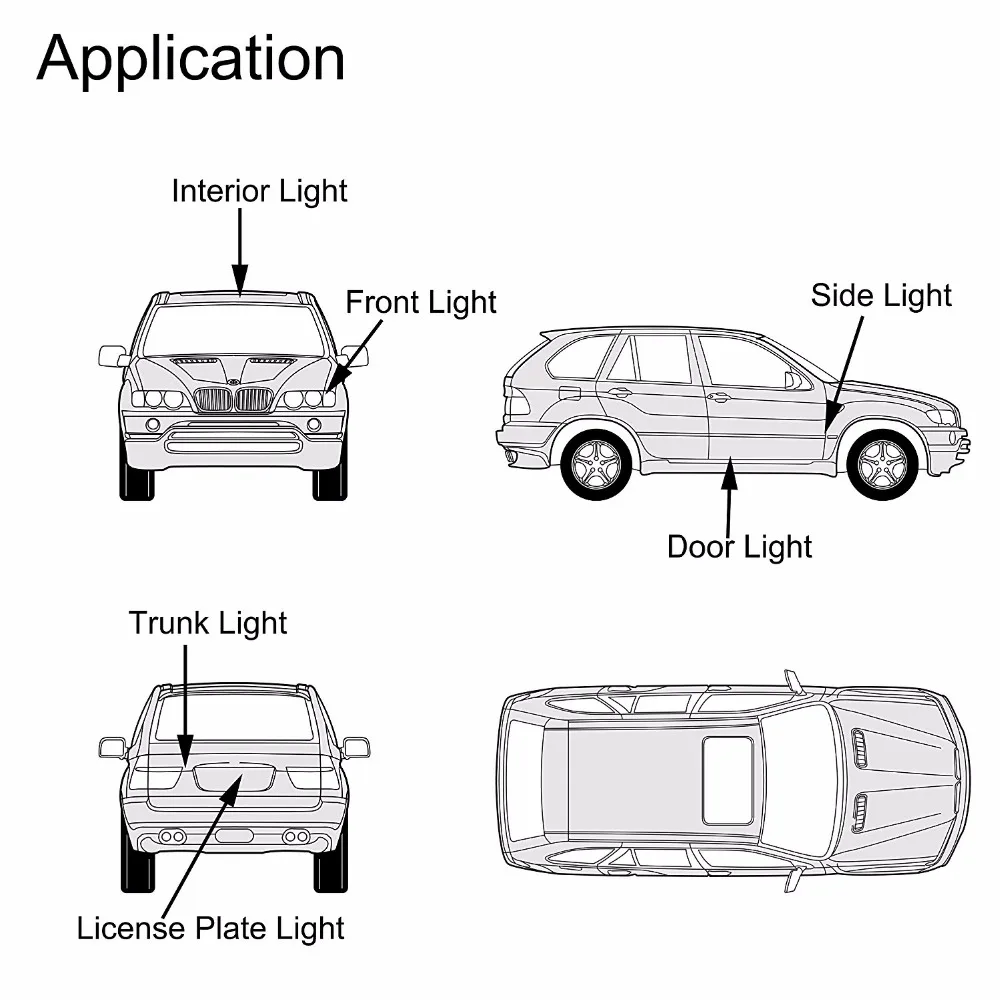 

AGLINT 10PCS T10 W5W 194 168 921 LED CANBUS Error Free 5730 SMD 6 Leds For Car Clearance Light Side Tail Light Bulbs White DC12V