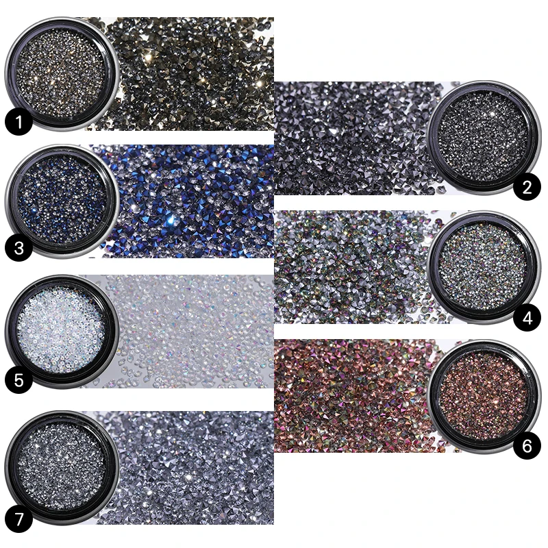 Блестящие микро Стразы для ногтей острое дно 3D украшение Хрустальные мини-бусины