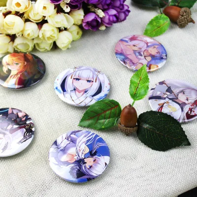 12 типов Азур Лейн фигурка модель брошь заколки круглые Жесть значок для сумки