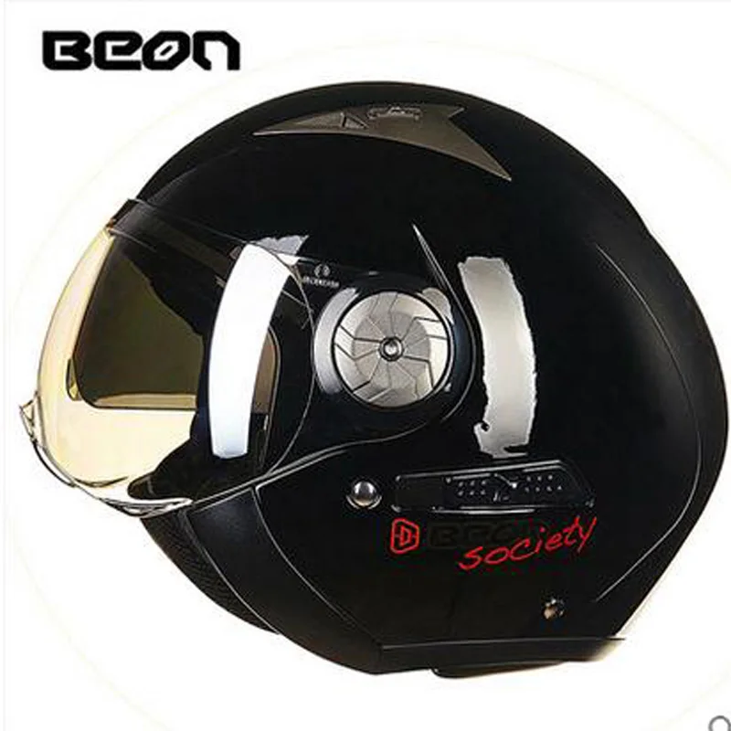 BEON открытым лицом 3/4 Moto шлемы винтажные мужские и женские двойной козырек Moto rcycle Moto rbike шлем