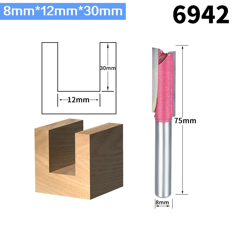 8mm x 12mm x 30mm HUHAO 1 шт. фреза для дерева 6 мм 8 мм 10 мм 12 мм Промышленный сорт прямой бит Деревообрабатывающие инструменты Вольфрамовая Концевая фреза - Длина режущей кромки: 8mm x 12mm x 30mm