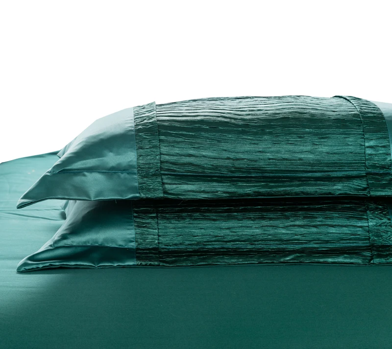 100% вареного шелка хлопок Роскошные Постельное белье щепотку складки 4/6-шт король