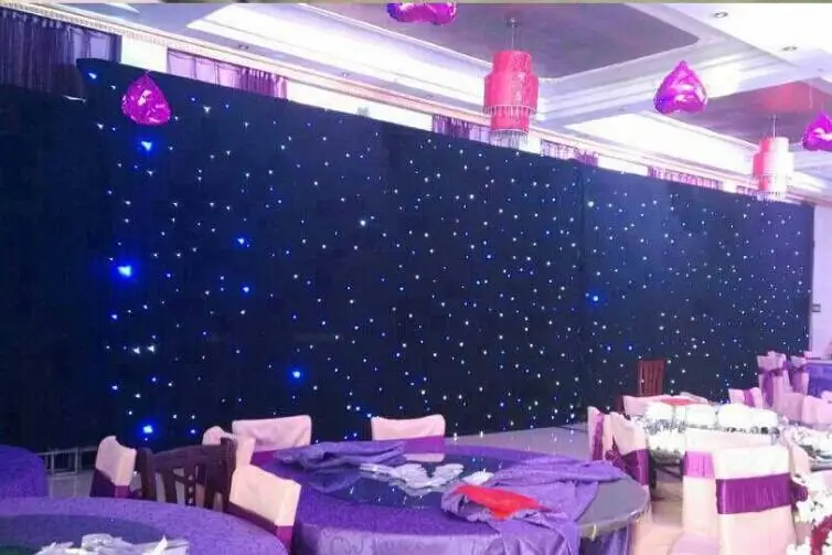 

New Blue - White Colors Shiny LED Star Curtain Wedding Backdrop Decoration Cloth With DMX 512 Controller Any Size to Choose B