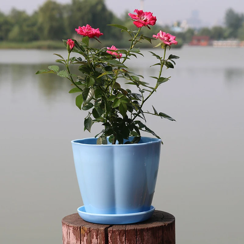 Пластиковые цветочные горшки разноцветные Круглые зеленые растения из смолы