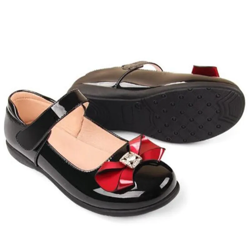 

Girls Leather Shoes Princess Shoes Black Spring Autumn Children Baby Dress Shoes Student Breathable Flats Kids Bowknot Shoes 04
