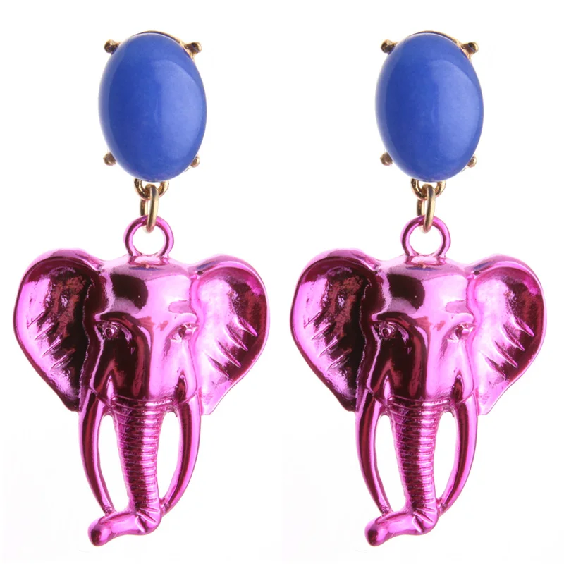 Женские серьги подвески NeeFu WoFu большие из натурального камня серьга слон голова