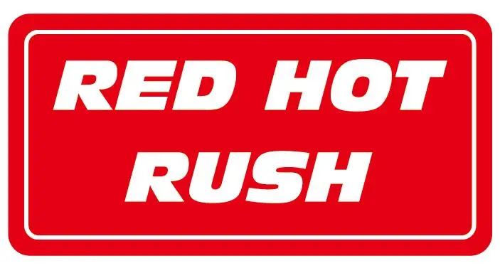 2000pcs/lot 8x4cm RED HOT RUSH shipping label sticker for package delivery, Item No.DN09