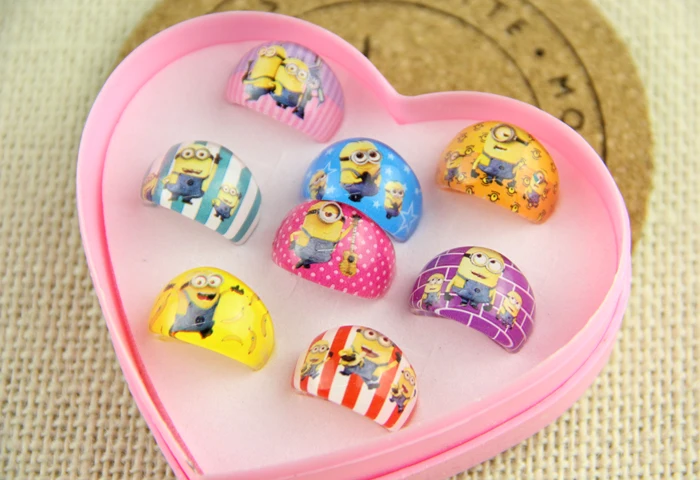 8 шт. милые детские акриловые кольца круглой формы с изображением маленьких