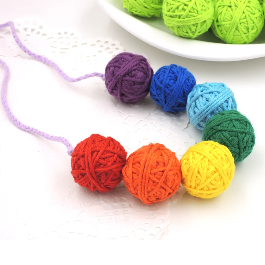 DIY массивные Хлопковые вязаные крючком voodoo balls эффектные бусины для ожерелья