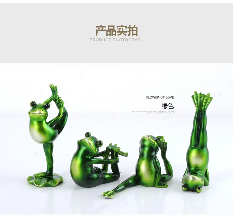 GREEN 4 шт./компл. Творческий изделия из смолы yoga Милая лягушка Статуэтка домашний стол украшения сада Офис орнамент подарок открытый сад - Цвет: GREEN