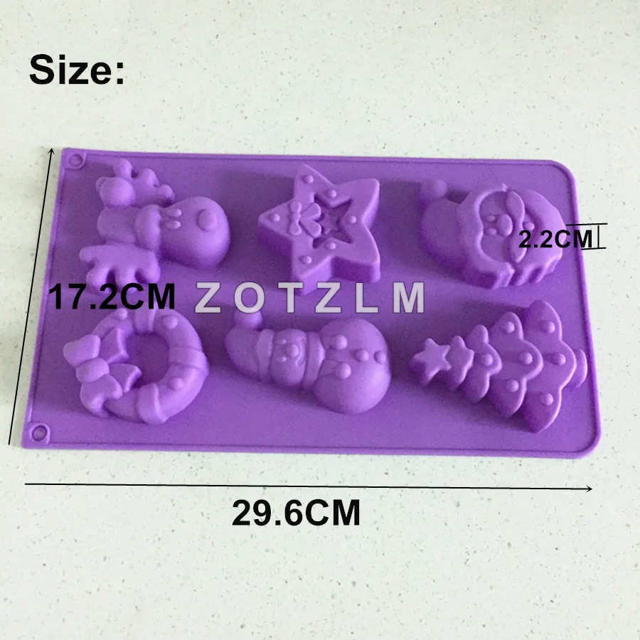 1 Piece Christmas Shapes Silicone Cake Molds Candy Making Tools With Santa Claus Xmas Tree Snowman Deer Star Bowknot TXG021 | Дом и сад
