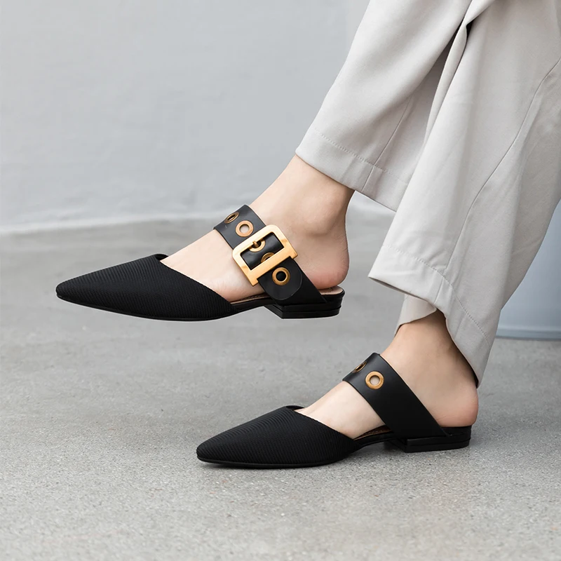 

Dilalula 2021 Brand New Buckles Women Shoes Plus Size 43 Casual Lady Elegant women's Mules Female Slides Ladies Shoes