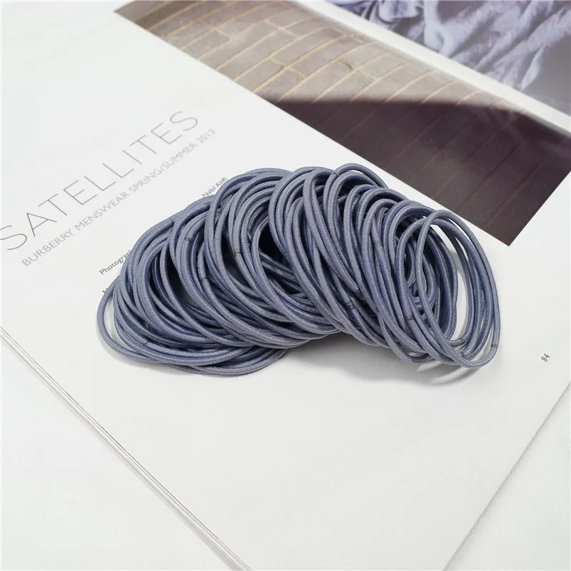 100pcs grey Новая мода 100 шт./лот 5 см размер тонкие эластичные резинки корейский стиль базовые женские головные уборы аксессуары для волос резинка для галстука - Цвет: 100pcs grey