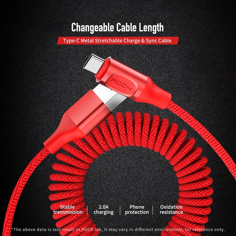 ROCK выдвижной пружинный USB C кабель для Samsung Galaxy S9 S8 Plus 1 5 м быстрой зарядки передачи