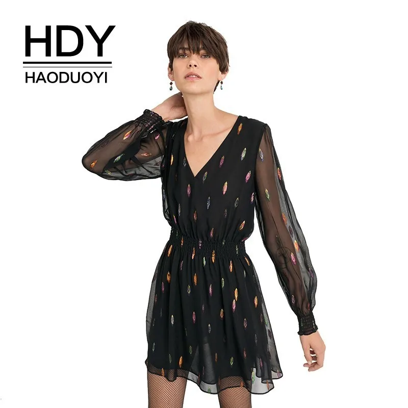 Женское Прозрачное платье HDY Haoduoyi стильное Летнее мини-платье из шифона с