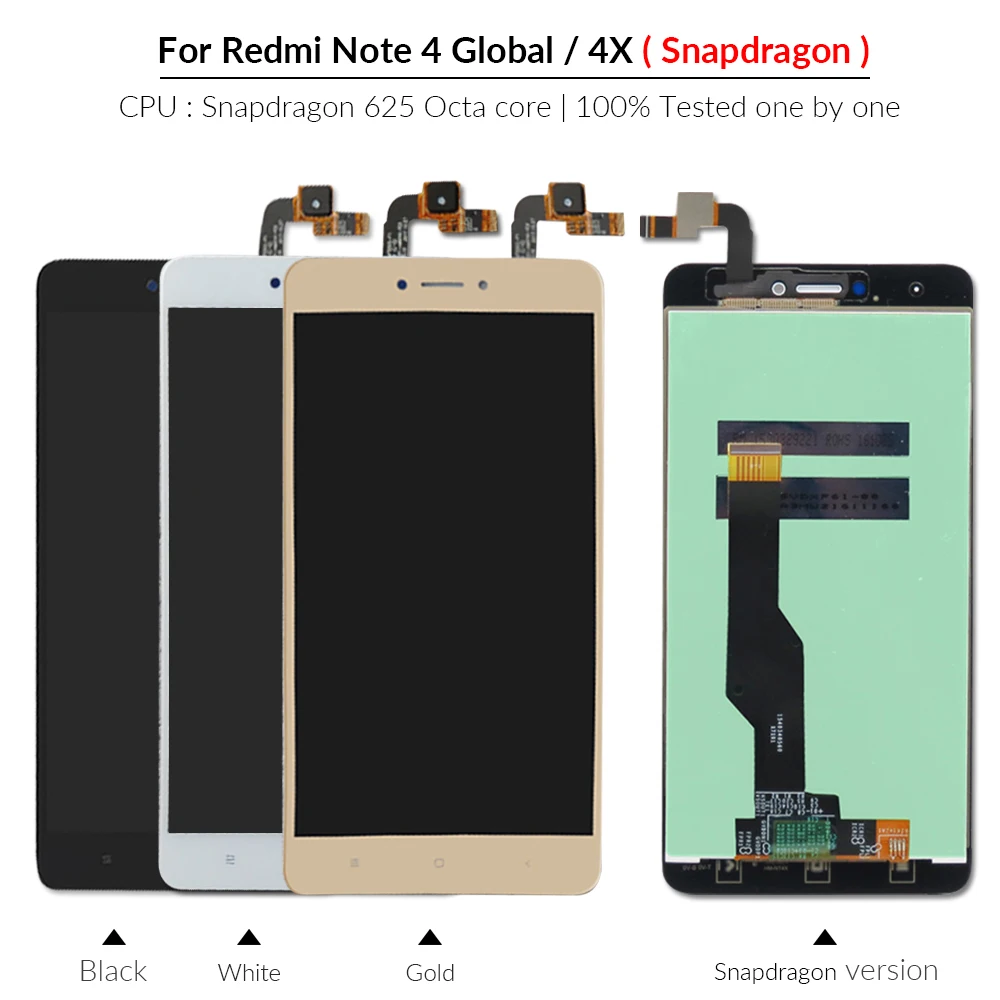AAA для xiaomi redmi note 4 Mediatek helio X20 ЖК-дисплей дигитайзер 4X Global Snapdragon 625 ЖК-сенсорный