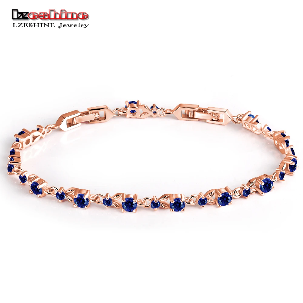 LZESHINE Новый Роскошный Браслет на Женщин из Розового Золота с Кристаллами из Кубического Циркония AAA Браслеты и Браслеты Украшения CBR0014.