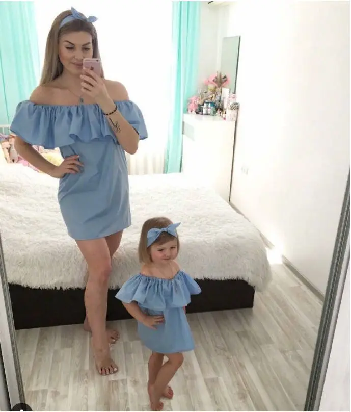 NewRuffle одежда для матери и дочери летние платья мамы дочки Семья подходящая друг к