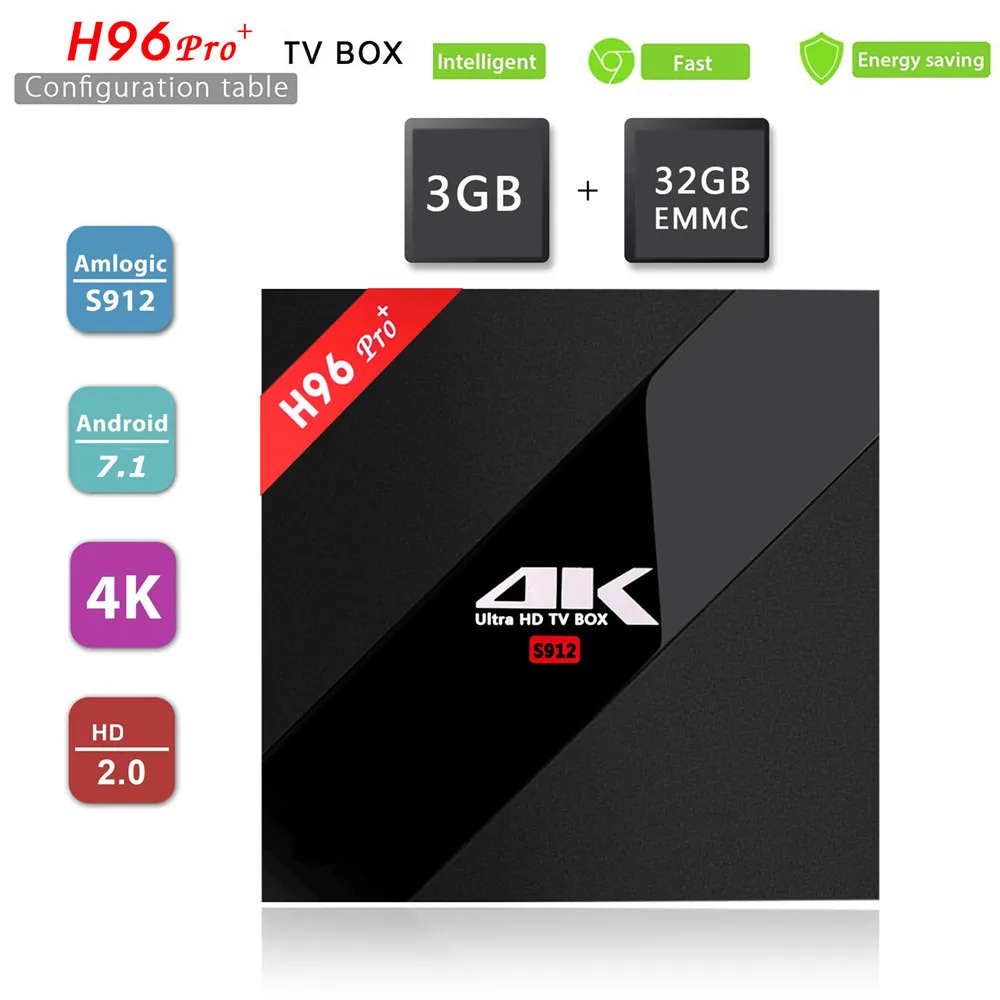 Amlogic S912 Octa Core Android 6 0 ТВ коробка H96 PRO + DDR3 3 Гб оперативной памяти 32 ГБ на носителе eMMC