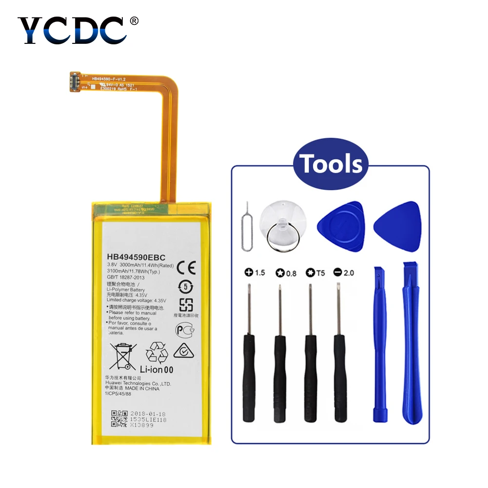 100% Новый оригинальный YCDC 3100 мАч аккумулятор HB494590EBC для huawei Honor 7 PLK-L01/UL00/AL10/TL01H +