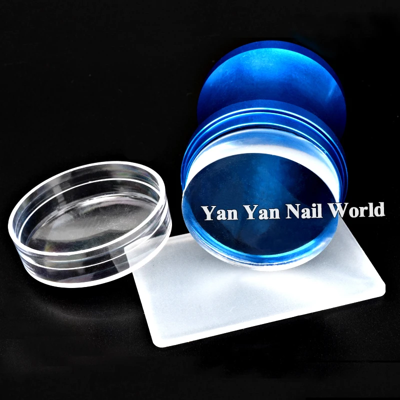 Новый металлический синий стемпер для дизайна ногтей скребок с шапкой XL 4 см