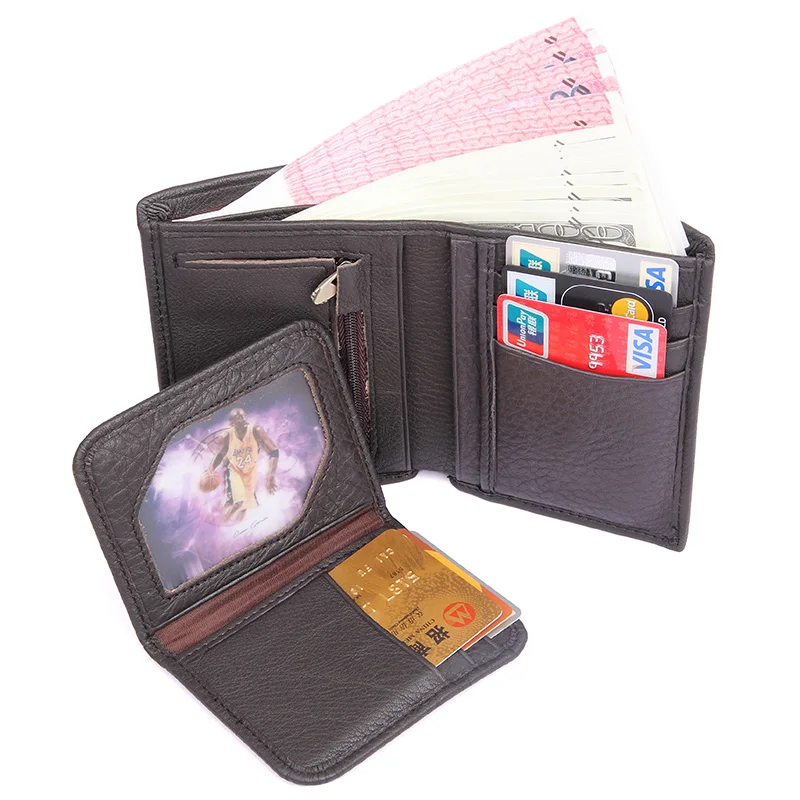 2017 роскошный мужской кожаный кошелек короткий верхний слой кожа бизнес Carteras Mujer