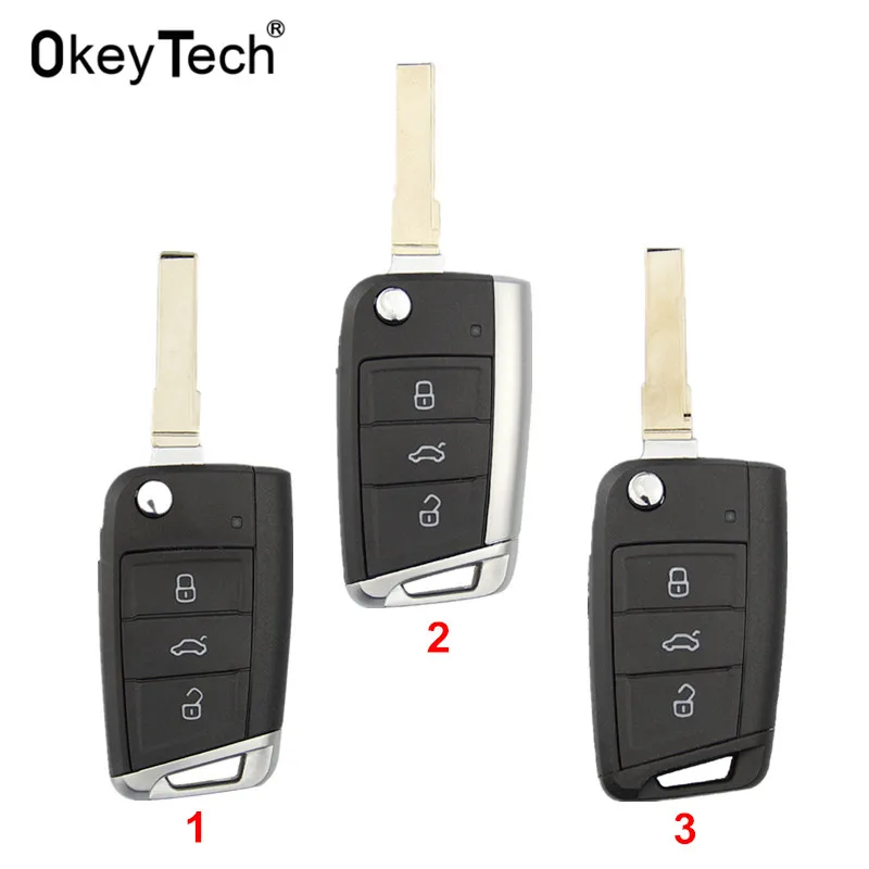 OkeyTech 3 кнопки дистанционного ключа флип Автомобильный ключ чехол для Volkswagen VW Golf 7 4 5 mk4 6 для Skoda Octavia хорошее качество Складной Корпус