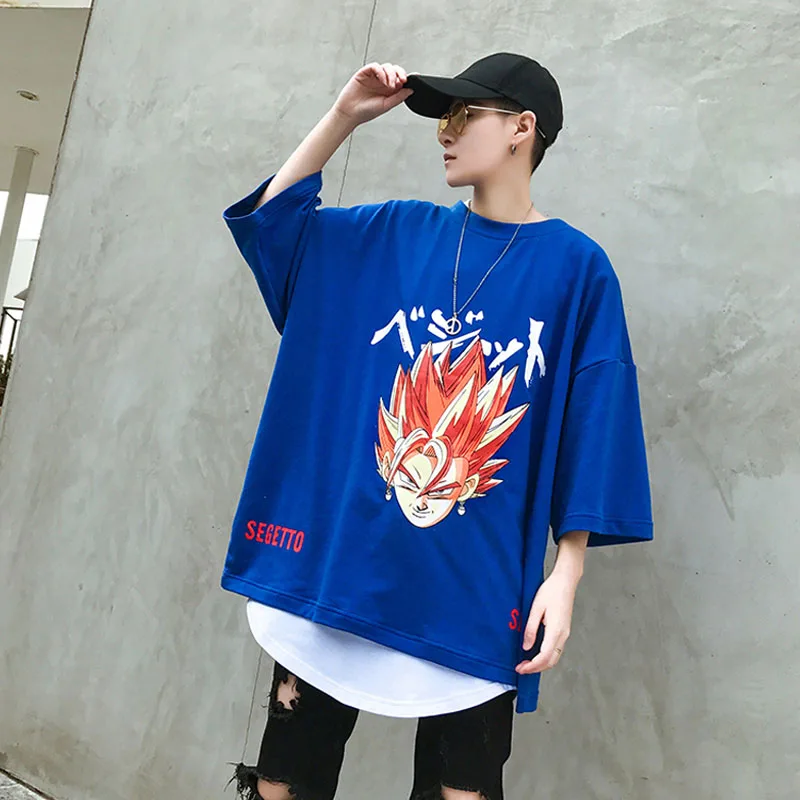 Летние мужские хип-хоп хлопок Футболка Dragon Ball печати по Размеры Swag Футболки