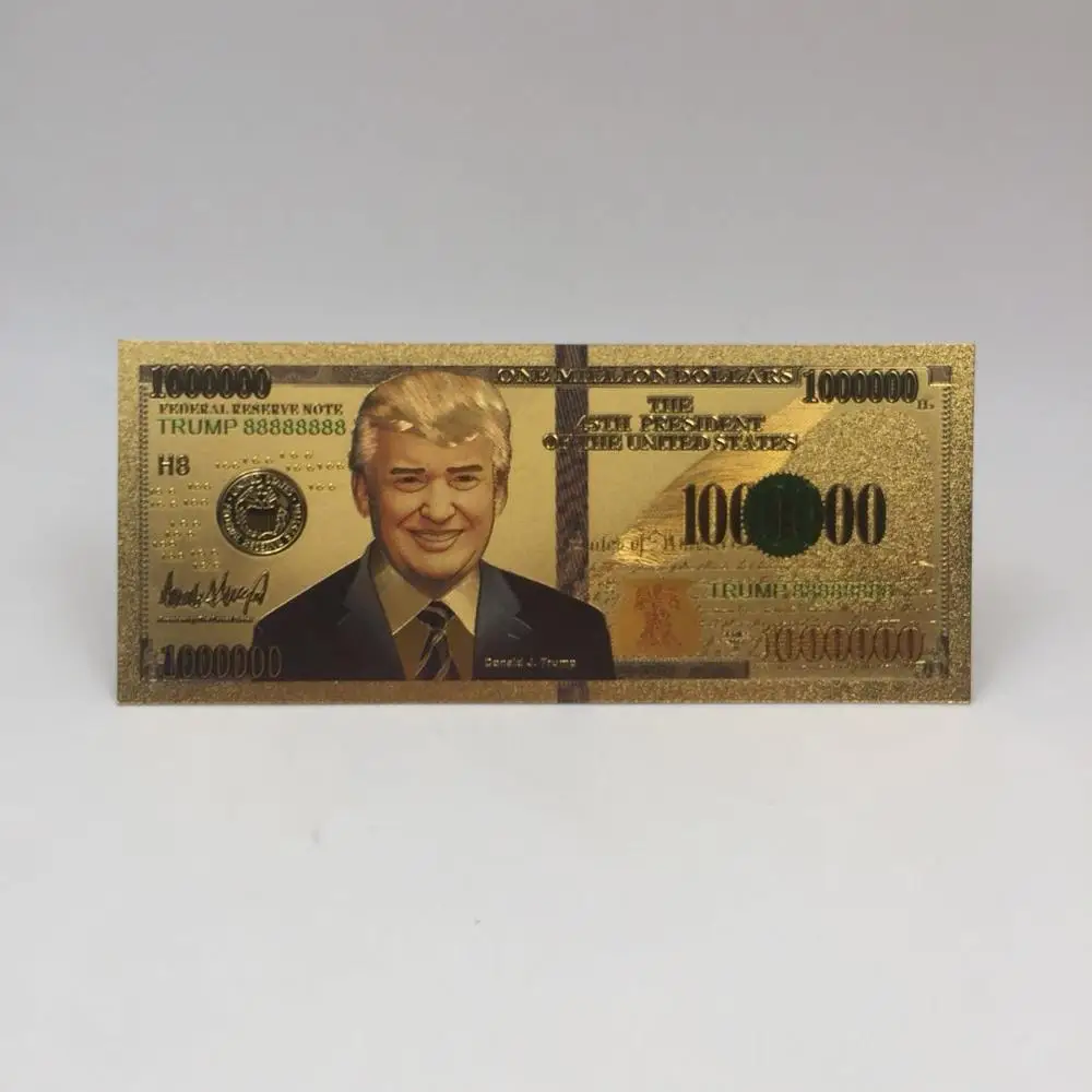 Санта-Клаус, Золотая фольга, банкноты, цветные, USD 2 доллара, Золотая Банкнота с сертификатом, позолоченный, рождественский подарок - Цвет: Trump 3