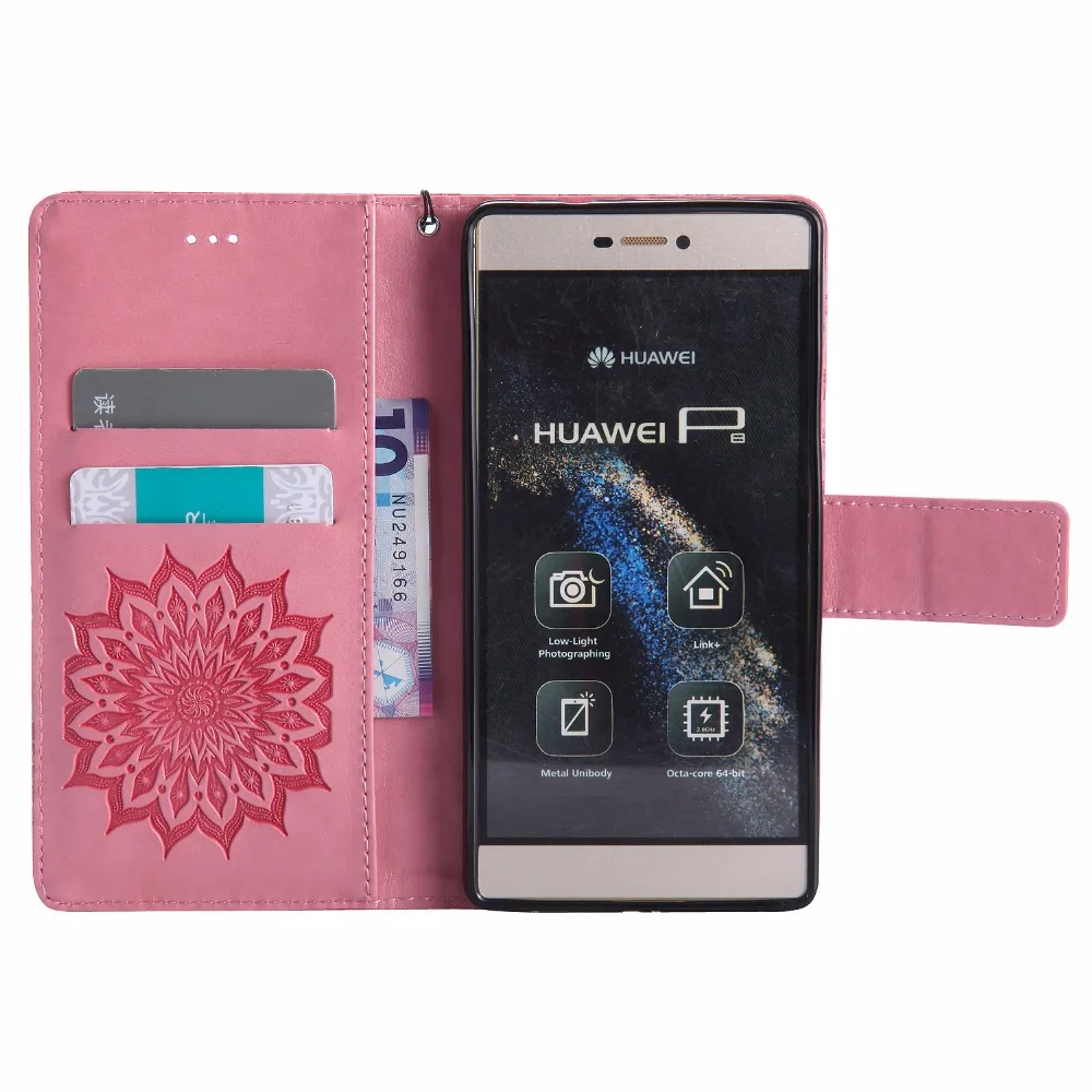 Роскошный чехол с тисненым цветком для Huawei P8 P 8 бумажник откидной крышкой