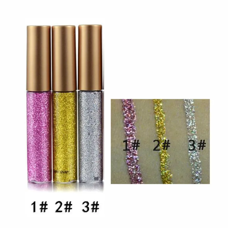 3pcs HANDAIYAN с блестками подводка для глаз набор 10/4/3 Водонепроницаемый Shimmer Блеск Пигмент Цвет серебристый, Золотой металлическим отливом с жидкими блестками карандаш-подводка для глаз макияж - Цвет: 3pcs