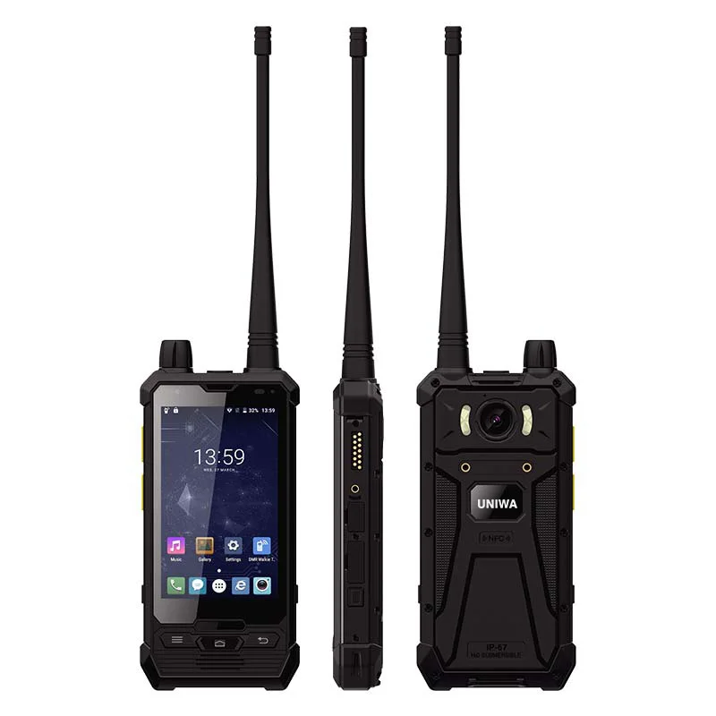 Black UNIWA P1 4 дюйма 4G LTE мобильный телефон Перчатки Сенсорный IP67 Водонепроницаемый POC двухканальные рации 5 Вт UHF/DMR 3+ 32 Гб мобильный телефон NFC Смартфон SOS - Цвет: Black